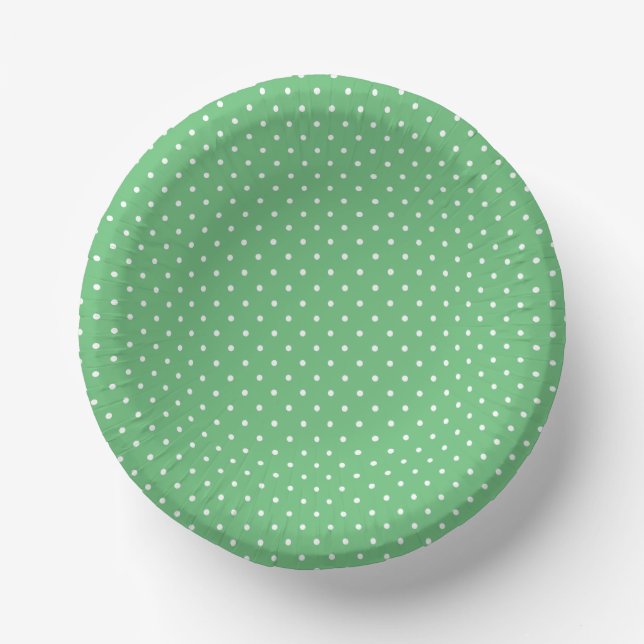 Mikro-Polka-Dot-Weiß - Sommergrün Pappteller (Vorderseite)