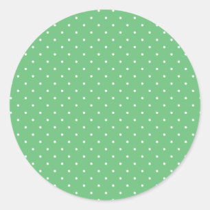 Mikro-Polka-Dot-Weiß - Sommergrün Runder Aufkleber