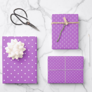 Mikro Tupfen Weiß - Orchidee Lila Geschenkpapier Set