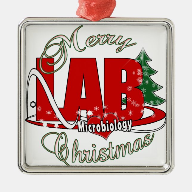 MIKROBIOLOGIE CHRISTMAS MEDIZINISCHE LABORTECH SILBERNES ORNAMENT (Vorne)