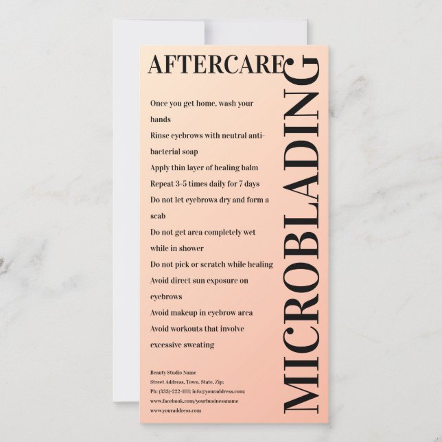 Mikroblading Aftercare Creamy Glam Dankeskarte (Vorderseite)