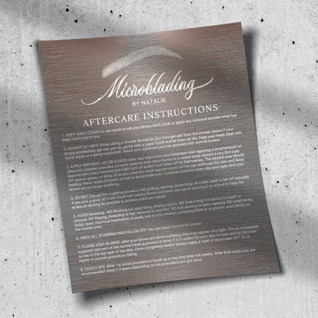 Mikroblading Aftercare Instruction Stilvolle Kupfe Flyer (Von Creator hochgeladen)