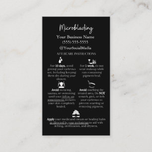 Mikroblading Aftercare und FAQs Instruction Card Visitenkarte