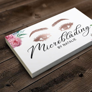 Mikroblende Eyebrows Schönheitssalon Vintag Floral Visitenkarte