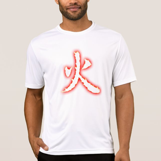 Mikrodie faser-T - Shirt der Feuer-Kanji-Männer (Vorderseite)
