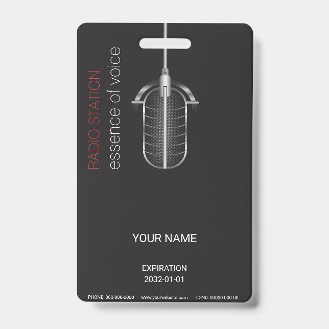 Mikrofon-Abzeichen Ausweis (Vorderseite)