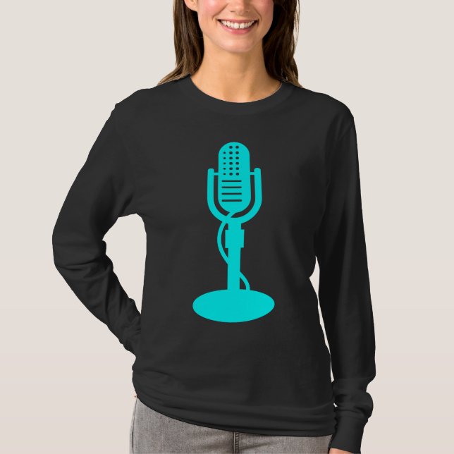 Mikrofon- cyan-blau T-Shirt (Vorderseite)
