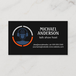 Mikrofon-Logo   Podcast Host Business Card Visitenkarte