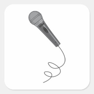 Mikrofon-Mike ~ solide Audiomusik Quadratischer Aufkleber