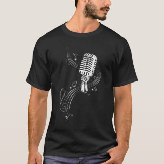 Mikrofon mit Musiknoten und Clef. Music Lover T-Shirt