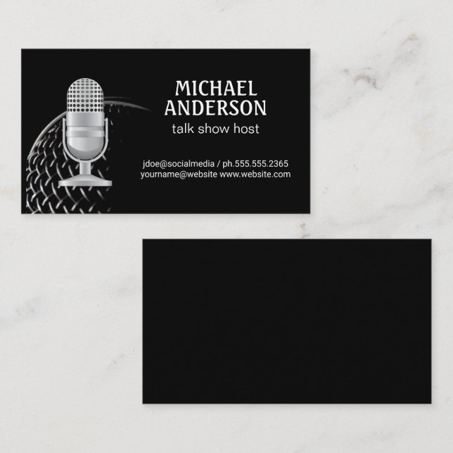 Mikrofon | Podcast Host Business Card Visitenkarte (Vorne/Hinten)