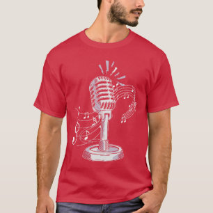 Mikrofon Singende Musik Karaoke Sänger Freunde fr T-Shirt