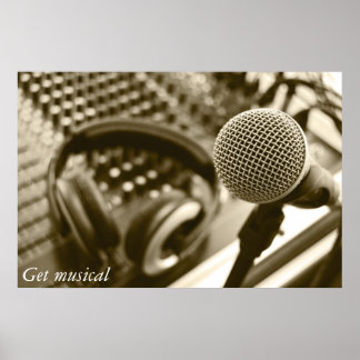 Mikrofon und Kopfhörer Poster