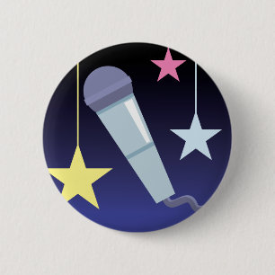 Mikrofon und Sterne-Design für Sänger Button