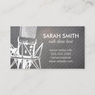 Mikrofon/Unterhaltung   Metallischer Hintergrund Visitenkarte