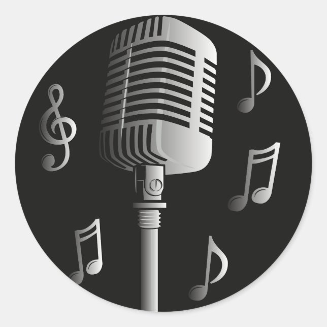 Mikrofon, Vintage analoge Tonwiedergabe Runder Aufkleber (Vorderseite)