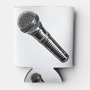 Mikrofon, Vintager Holzschnitt, graviert Dosenkühler