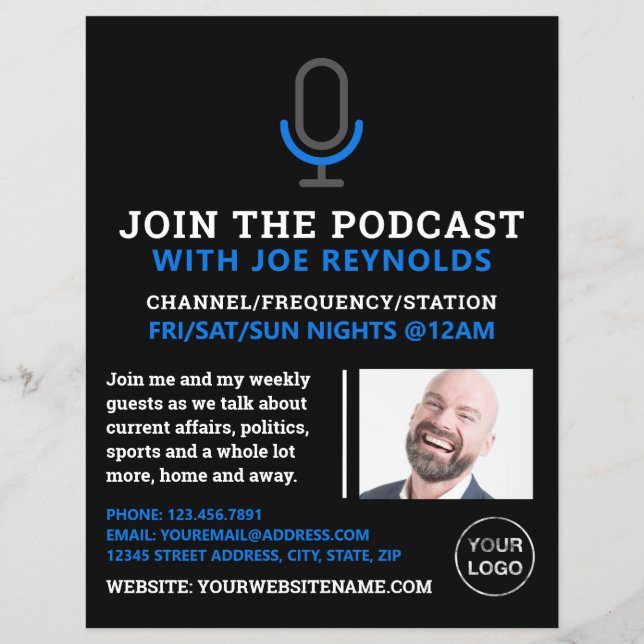 Mikrofonsymbol, Podcaster, Podcast-Werbung Flyer (Vorne)