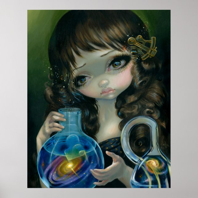 Mikrokosmos: Galaxy ART PRINT Big eye lowbrow Art Poster (Vorne)