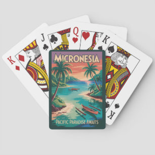 Mikronesien Boote Illustration Reise Kunst Vintage Spielkarten