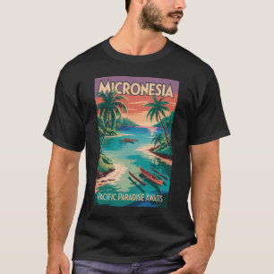 Mikronesien Boote Illustration Reise Kunst Vintage T-Shirt