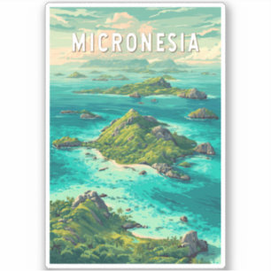Mikronesien Illustration Reise Kunst Vintage Aufkleber