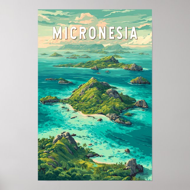 Mikronesien Illustration Reise Kunst Vintage Poster (Vorne)