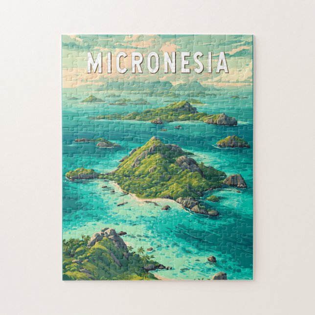 Mikronesien-Illustration Reise Kunst Vintage Puzzle (Vertikal)