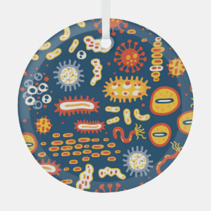 Mikroorganismen Dunkles Blau: Biologisches Muster Ornament Aus Glas