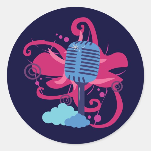 Mikrophon-Art-Explosion Runder Aufkleber (Vorderseite)