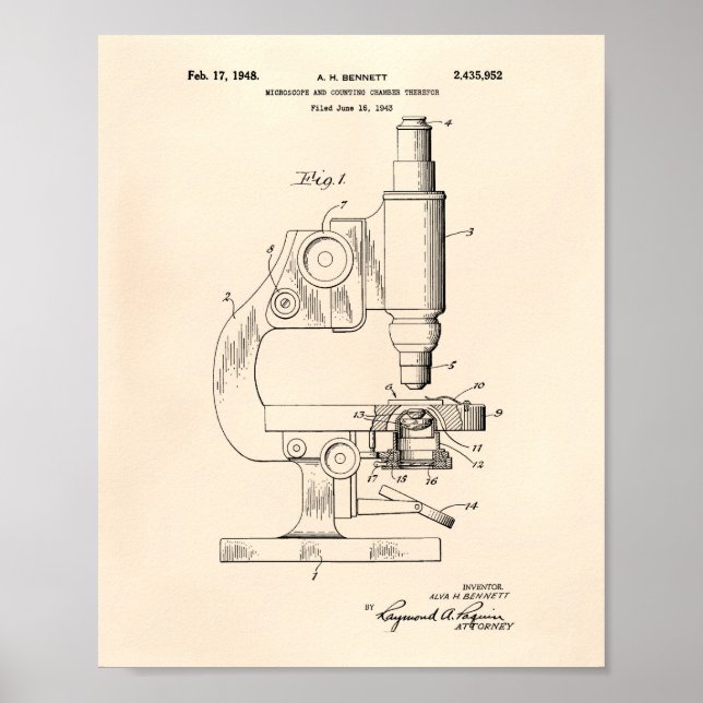 Mikroskop 1948 Patent Art Old Peper Poster (Vorne)