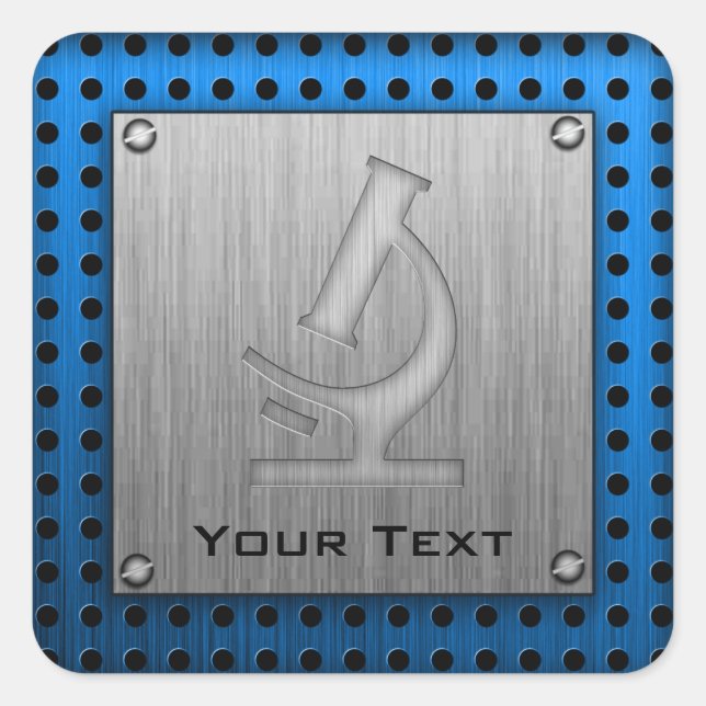 Mikroskop; Metallaussehen Quadratischer Aufkleber (Vorderseite)