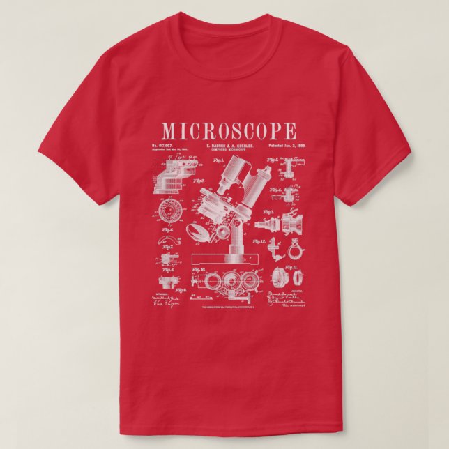 Mikroskopbiologe Science Vintag Patent Drawin T-Shirt (Design vorne)