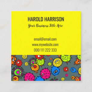 Mikroskopisch klinisches Virus Bacteria Doodle Tem Quadratische Visitenkarte