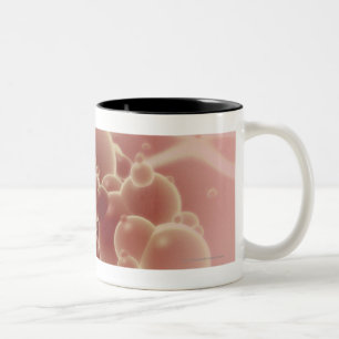 Mikroskopische Ansicht der Latexmikrosphären Zweifarbige Tasse