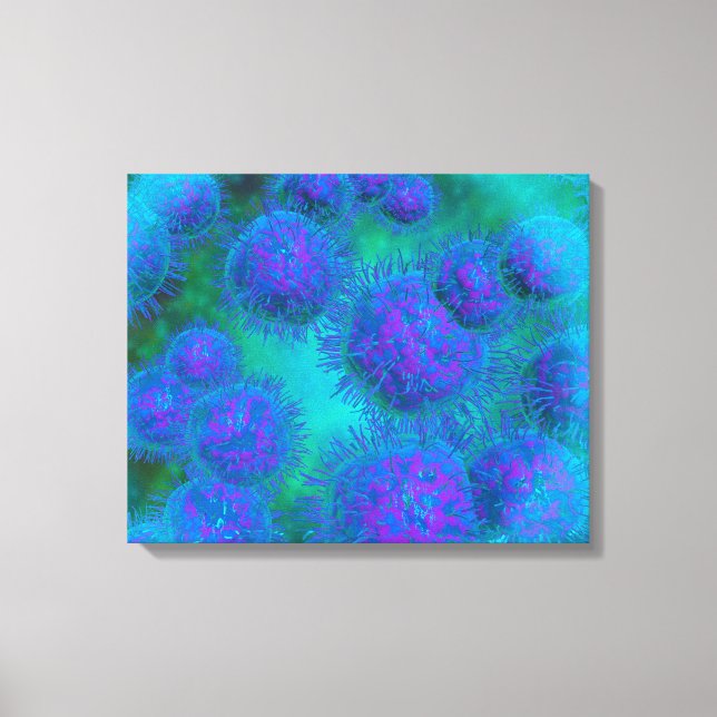 Mikroskopische Sicht von Diplococcus Bacterium Leinwanddruck (Vorderseite)