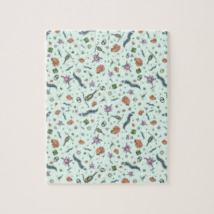 Mikroskopische Tiere in blau Puzzle