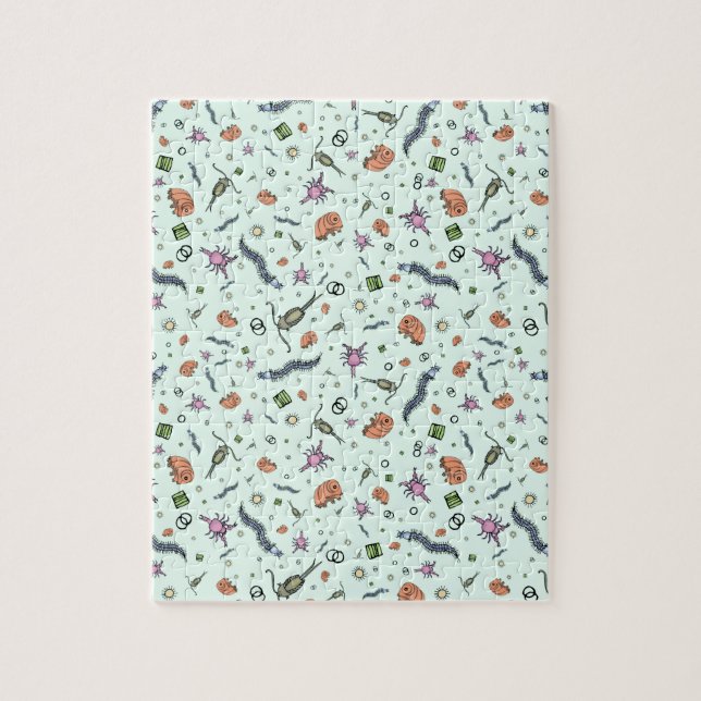 Mikroskopische Tiere in blau Puzzle (Vertikal)