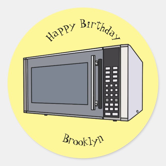 Mikrowellendarstellung Cartoon Runder Aufkleber (Vorderseite)
