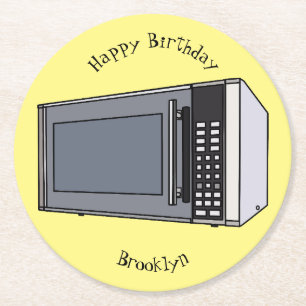 Mikrowellendarstellung Cartoon Runder Pappuntersetzer