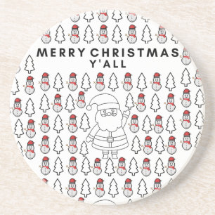 Miktiez merrychristmas minimal santa fröhliches Ja Getränkeuntersetzer