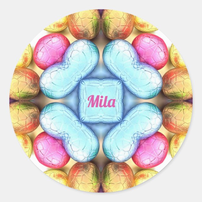 MILA EASTER ~ WOW! Hübsche Eier zu Ostern Runder Aufkleber (Vorderseite)