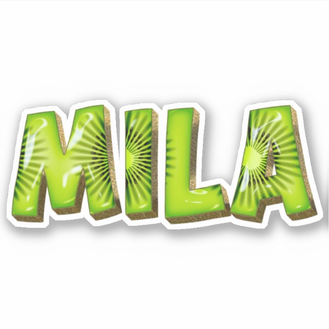 Mila Name Kiwi Design Aufkleber Sticker (Vorderseite)