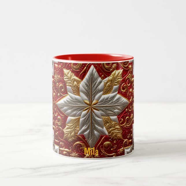 MILA ~ PATCHWORT ~ CHRISTMAS PATTERN ~ ZWEIFARBIGE TASSE (Mittel)