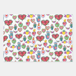 Milagros Flaming Hearts Liebe Geschenkpapier Set