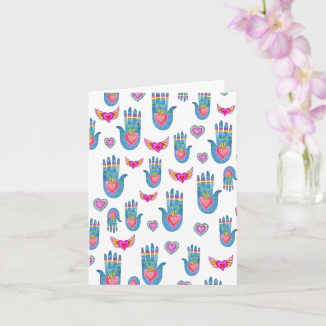 Milagros Flaming Hearts Niedliche Wasserfarben Karte (Orchidee)