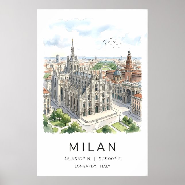 Milan Cathedral Art Print Black and White Poster (Vorne)