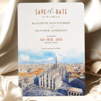 Milan Duomo Save the Date Watercolor