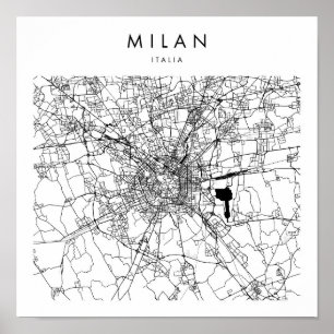 Milan Italia Minimal Modern Street Karte Poster