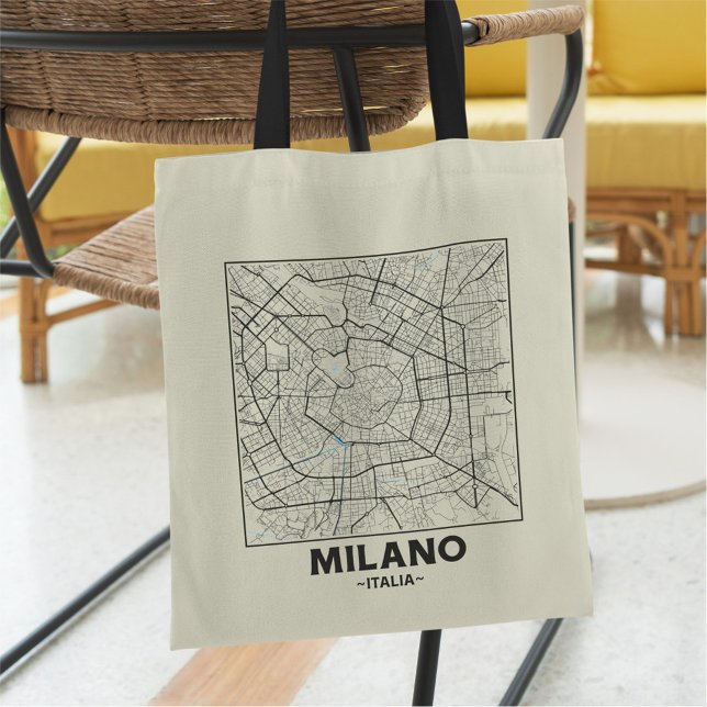 Milan, Italy City Map Tote Bag Tragetasche (Von Creator hochgeladen)